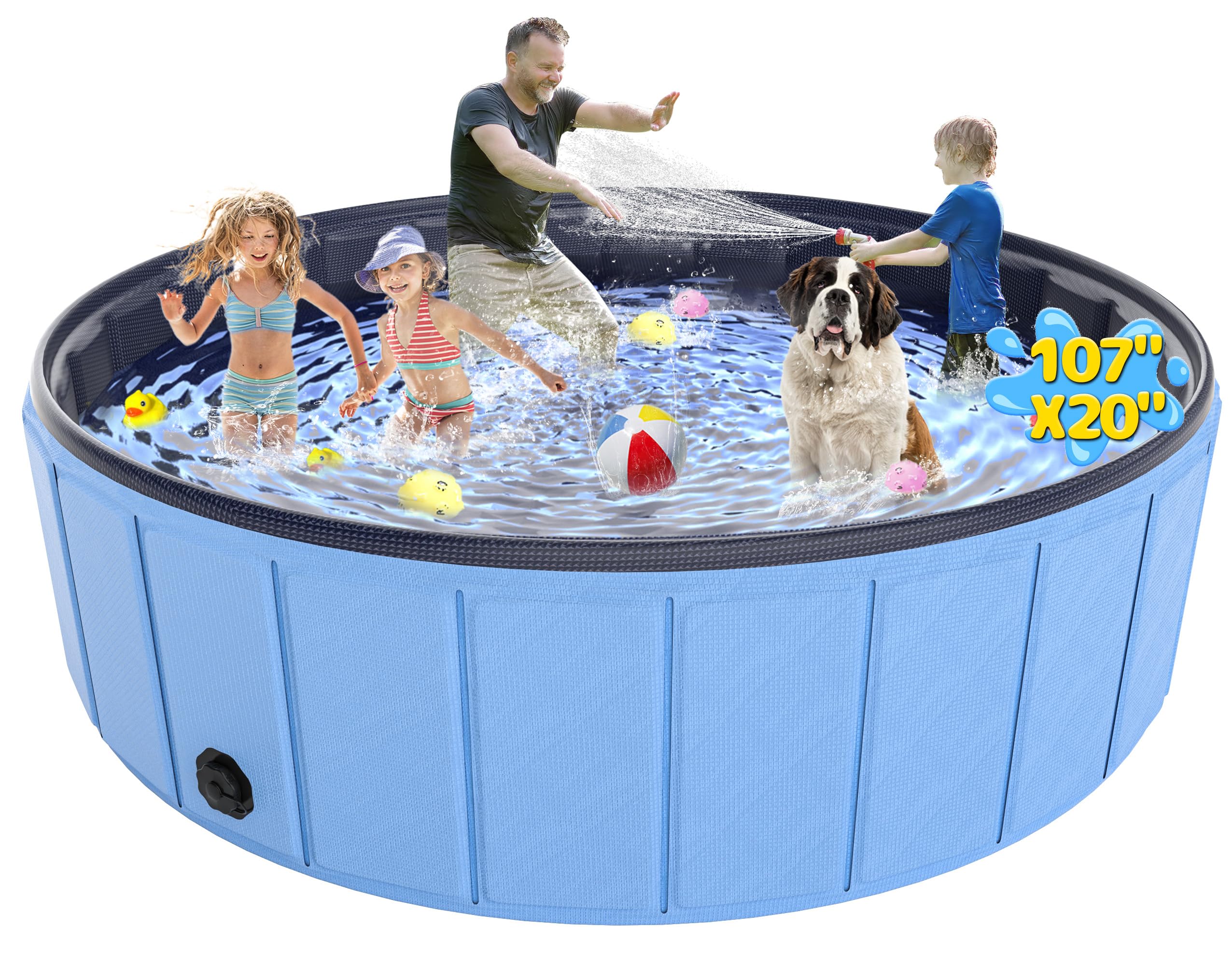 Amazon.com: Extra Large Foldable Dog Pool 107”x20”, EPN Heavy Duty